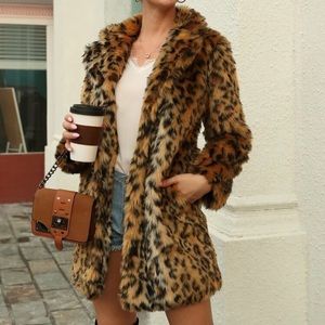 Leopard Print Faux Fur Coat